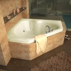Tobago 60 x 60 x 23" Corner Whirlpool Jetted Bathtub Color/Trim / Tile Flange / Pump: Biscuit / Polished Chrome / No / Left