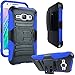 Galaxy J1 2016 Case, Galaxy Luna Case, Galaxy Amp 2 Case, Galaxy Express 3 Case, ATUS Hybrid Armor Kickstand Swivel Belt Clip Holster with Tempered Glass Screen Protector (Black/Blue)