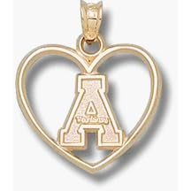 <b>Appalachian State Mountaineers "A" Heart Pendant - 14KT Gold Jewelry</b>