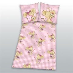 Bettw�sche Babybettw�sche Maus Lillebi Linon rosa 40 x 60 100 x 135
