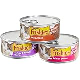 Friskies Cat Food Classic Pate, 3 Flavor Variety Pack (Salmon, Mixed Grill, Turkey & Giblets), 5.5-Ounce Cans