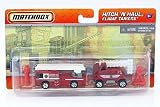 Matchbox Hitch 'N Haul MBX 1:64 Scale Die Cast Car Playset - Flame Tamers Set with Flame Tamers Fire Truck, Fire Support Vehicle, Firefighter and Flame Barrel