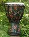 Tribal Motif Sarong Design Djembe Drum- 11-12 Tall x 7-8 Head