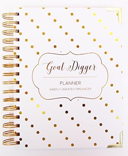 Goal Digger Planner - Undated Year Organizer - Gold Design Weekly/monthly Undated - 6 X 8 Planner - Success Agenda - Goals / Dreams / Plans - Gold Polka Dot Design