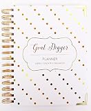 Goal Digger Planner - Undated Year Organizer - Gold Design Weekly/monthly Undated - 6 X 8 Planner - Success Agenda - Goals / Dreams / Plans - Gold Polka Dot Design