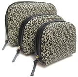 DKNY (Donna Karan New York) Three-piece Coated Logo Cosmetics Cases / Make-up Bags - Black / Black