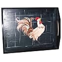 ArtisanStreet's Hand Painted Wood Tray. Features a Handsome Rooster. One of a Kind, Signed.