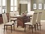 7pc Dining Table & Chairs Set White Vinyl Distress Walnut Finish