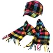 Kids Winter Plaid Castro GI Cadet Hat Cap Softer Cashmere Scarf? Set Rainbow Black