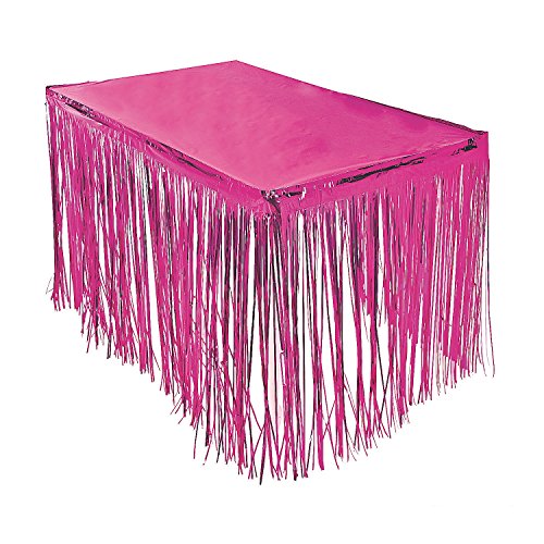Pink Fringe Table Skirt 9 ft. x 29
