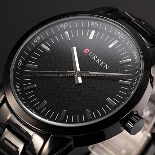 SunShine Day Curren Brand New Fashion Elegant Black Dial Male Clock Full Steel Strap Relogio Men Business Wrist Casual Quartz Watches