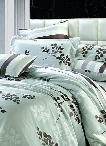 4-pc Elegant Light Green Floral Tencel Duvet 