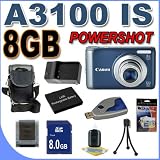 Buy Canon PowerShot A3100IS 12.1 MP Digital Camera w/4x Optical IS Zoom (Blue) 8GB BP8L Battery/Charger BigVALUEInc Accessory Saver Bundle at amazon.com