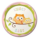 Creative Converting Happi Tree Sweet Baby Girl Round Dessert Plates, 8 Count