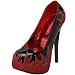 Bordello by Pleaser Women's Teeze-27 Pump,Black Patent w/ Red Rhinestones,8 M US