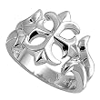 Sterling Silver Ring - 4mm Band Width - 17mm Face Height - Rhodium Plated finish - Sizes: 6-10