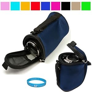 Classy Camcorder Case for MiniDV Handycam Sanyo Xacti Vpc-e2 Sanyo Xacti Hd1010 Sanyo Vpc-fh1 Sanyo Vpc-cg10 and More. (Blue) + SumacLife Wisdom Courage Wristband
