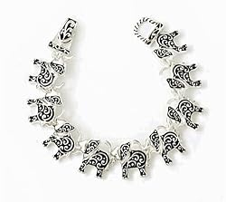 Silvertone Ornate Elephant Magnetic Closure Bracelet Fashion Jewelry