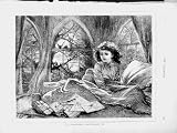 1874 Young Woman Waking Bed St. Valentines Day Letters