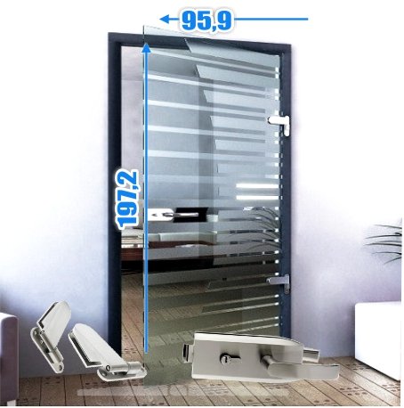  Glastür (Rechts 959x1972) - Ganzglastür, Innentür, Durchgangstür, Zimmertür, Sicherheitsglas - teilsatiniert - DEUTSCHLANDWEIT KOSTENLOSER VERSAND