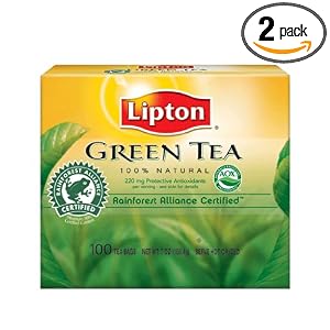 Lipton Tea Bags, Green Tea Cup Size 100-Count,  7 Ounce Boxes (Pack of 2)