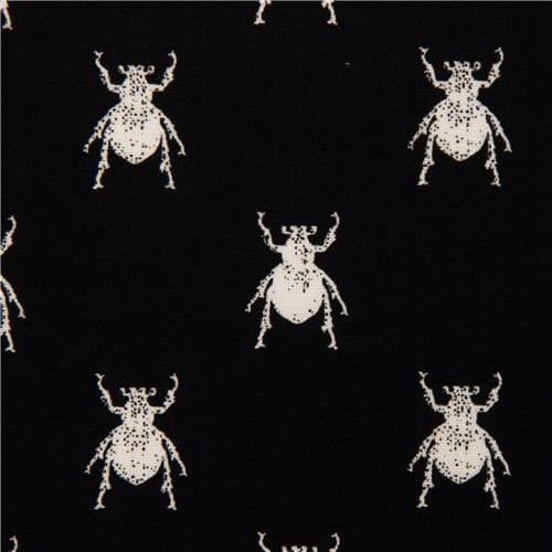 black animal fabric with white bugs Michael Miller (per 0.5 yard multiples)