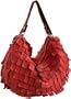7 Chi Mun Ruffle Hobo,Red,one size