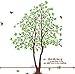 Cukudy DIY Large Wall Quote Decor Art Deusal Sticker Removable Green Tree Leaves Birds