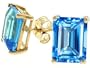 3.80 cttw 14k Gold Genuine Emerald Cut Blue Topaz Earrings - 14kt White or Yellow Gold