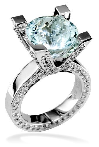 Large Aquamarine Kelly Ring in 18K
