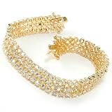 Sterling Silver / 14K Gold or Rhodium 7" Three Row Cubic Zirconia Bracelet