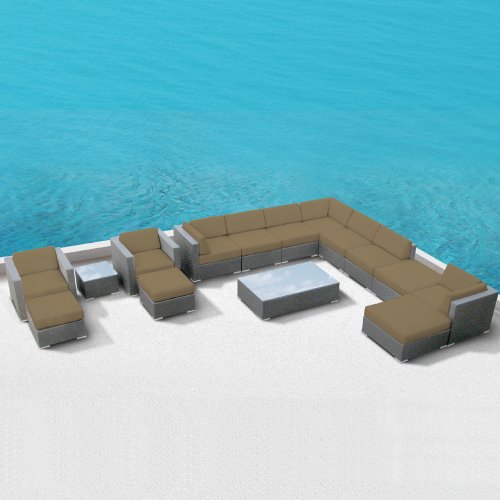 Modern Outdoor Patio Furniture Wicker Bella 15 Piece Taupe Thomas D Ledouxik