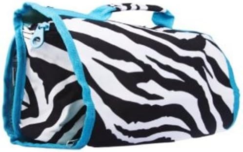 Women's Hanging Travel Cosmetic Bag - Zebra Print with Aqua Trim