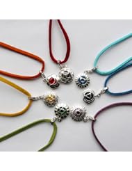 Shanti Boutique Chakra Anklet set/7 Ultra-suede anklet with clasp and Silver Charm