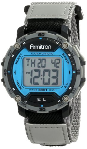 Armitron Sport Men's 40/8291BLGY Grey Velcro Strap Digital Chronograph Watch