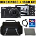 Nikon COOLPIX P300 12.2 CMOS Digital Camera with 4.2x f/1.8 NIKKOR Wide-Angle Optical Zoom Lens and Full HD 1080p Video (Black)+ 16GB SDHC Memory + EN-EL12 Equivalent Replacement Battery + HDMI Cable + Deluxe Camera Case