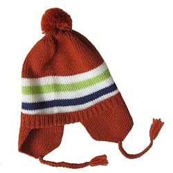 Handmade Alpaca Natural Fiber Hat - Pumpkin, Kiwi & Violet (Up to 2 Years Old)