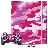 Skin Decal Cover for Playstation 3 Console + two PS3 Controllers - Pink Cam ....