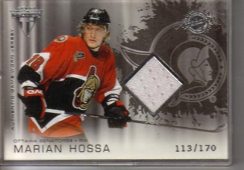 2003-04 Titanium 173 Marian Hossa Ottawa Senators (Piece of Authentic Game-Worn Jersey - Serial #D To 170 - Hockey Cards)