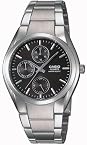 Casio Men's MTP1191A-1A Black Silvertone Analog Bracelet Watch