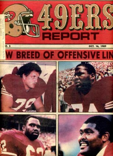 San Francisco 49ers Report October 16 1989 Offensive Line on Cover, Bruce Collie Centerfold Poster, 49ers vs New Orleans Saints