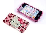 Smile Case Hello Kitty Pink Leopard Cheetah Rhinestone Crystal Jeweled Snap on Full Cover Case for iPod Touch 4 4G iTouch (it4-Leopard)