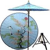Japanese Garden Decor - 84" Asian Splendor Oriental Patio Umbrella With or Without Stand