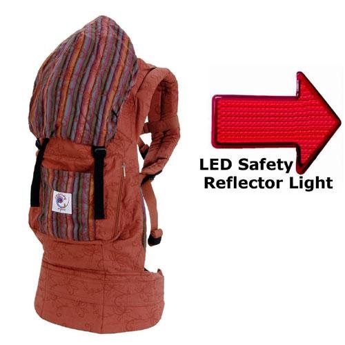 Buy Low Price Cozy Ergo Baby BC14TOSS Organic Twill Sienna Sunset Baby Carrier with Stripe Lining and LED Safety Reflector Light BC14TOSSKIT