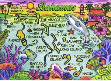 Bahamas Map Caribbean Fridge Collector's Souvenir Magnet 2.5