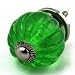 Deco Green Glass Melon Cabinet Knobs, Drawer Pulls & Handles 10 pc ~ Style #K12 Retro French Country Style Green Glass Melon Knobs w/ Nickel Hardware