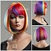 (WG-ZL1028-rainbow)Short Straight Hair Wig, Rainbow color