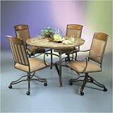 Pastel Furniture CZ 510-BF 846 / MO 160 BF-TD 767 Cozumel Marble Dining Set with Caster Chairs