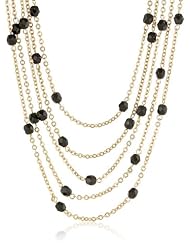 Signature 1928 Black Beaded Gold-Tone Five-Strand Necklace, 16"