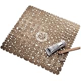 InterDesign Pebblz Non-Slip Suction Bath Mat for Shower, Bathtub - Square, Amber